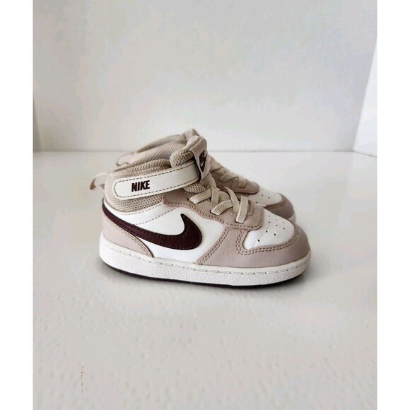 Nike Court Borough Mid 2 Kids Shoes CD7784-118 Size 8C White Pink - Picture 1 of 7